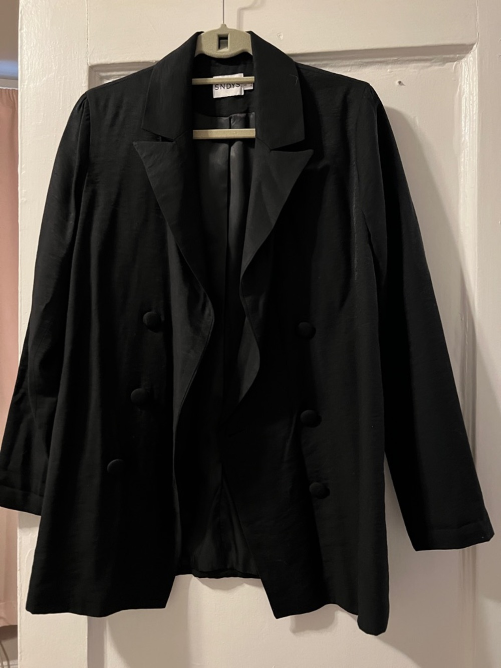 SNDY Black Double-Breasted Women's Blazer with Covered Buttons